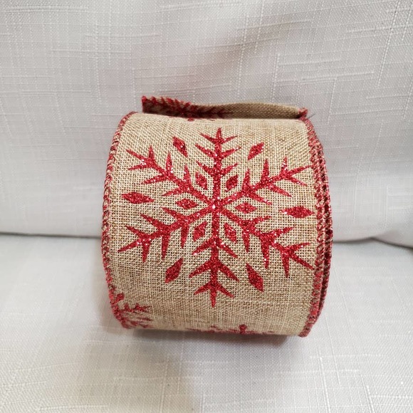 Rustic Burlap Wired Holiday Ribbon Bundle Lot of 3 spools, sizing 2.5" x 10 Yds - Picture 5 of 7